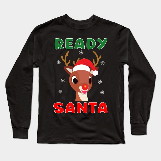 Rudolph Red Nose Reindeer Christmas Snowflakes Kids Gift Long Sleeve T-Shirt by Maxx Exchange